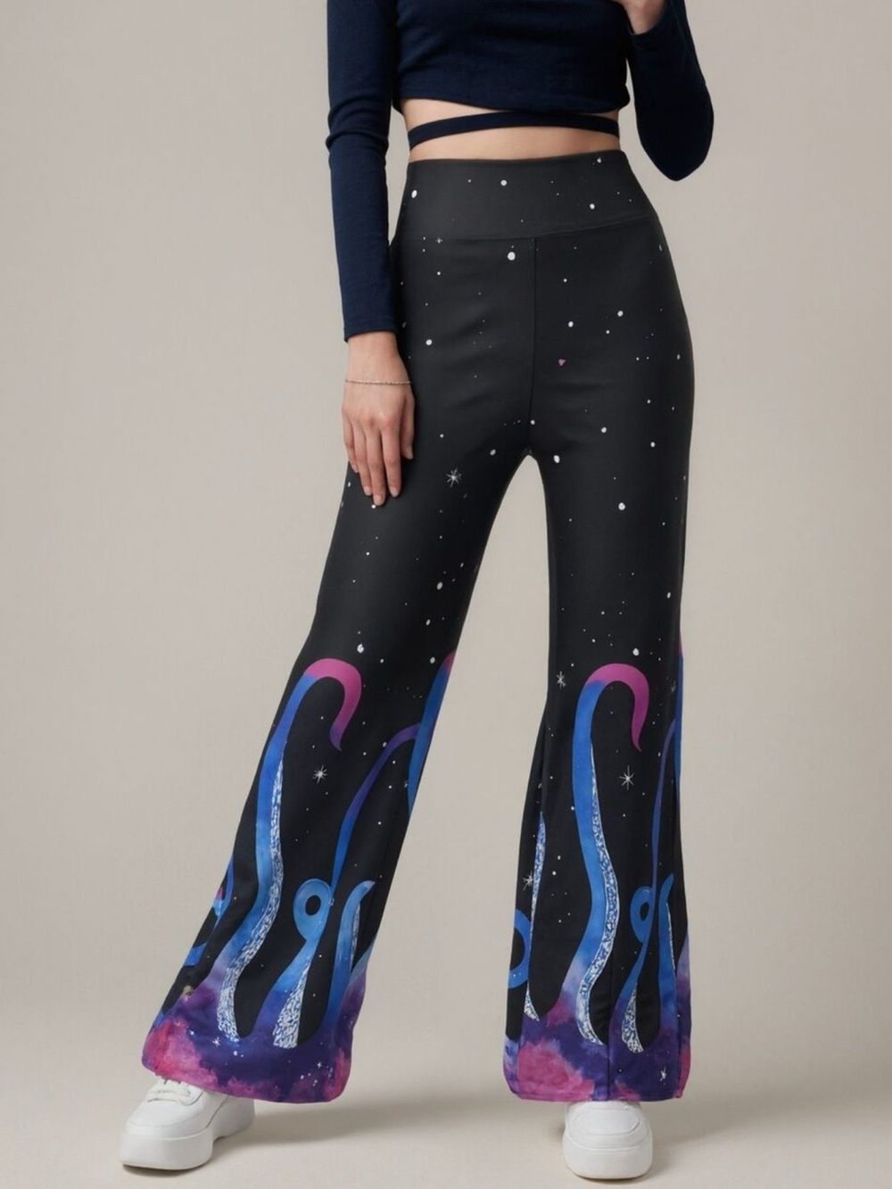 Galaxy Print Flare Pants